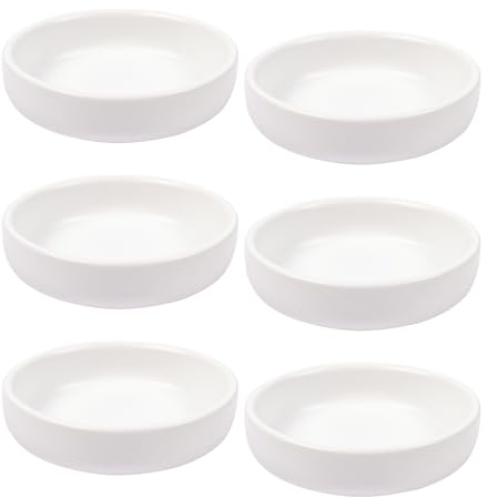 Dmnnlp 9cm Matte Ceramic Small Bowls for Dips, Rounded Soy Sauce Dish, Small Dessert Bowls, Dinnerware Sets Sauce Dessert Snack Serving Dishes 6 Per Pack（White）