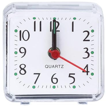 Small Alarm Clocks Bedside, Mini Square Alarm Clock, Battery Digital Clock with Large Display & Snooze Function for Heavy Sleepers, Bedrooms, Travel, Battery Powered, Durable & Portable Design (White)