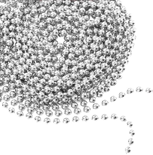 Personalize Pro 9 Metres Shiny Bead Garland for Christmas Tree Decoration | 7.5mm Pearl String Garland, Beaded Chain, and Artificial Pearls Tinsel for Xmas Hanging Ornaments | Sliver