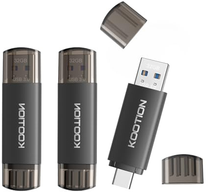 KOOTION 32GB USB Stick 3 Stück Speicherstick USB 3.0 USB C OTG 2-in-1 Flash Laufwerk Type C Flash Drive 32 Gbyte für PC/Laptop, Typ-C Handy