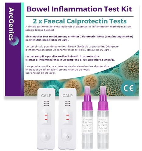 Lot de 2, Kit de Test d'Inflammation Intestinale, Test Fécal de Calprotectine, Indicateur d'Inflammation pour MII et Maladie de Crohn