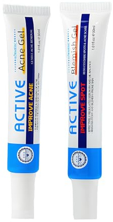 Set Gel Antiacné+Crema Antiacné, Cuidado De La Piel Para La Cara Lotion, Skin Therapy Cream, Contiene ácidos Frutales, Acción Anti-Imperfecciones, Anti-Marcas,Suavizante, Apto para Todo Tipo de Pieles