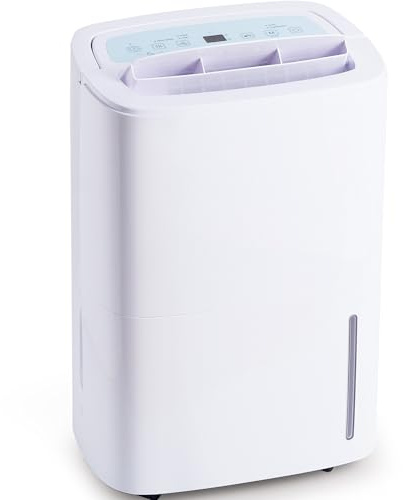 iOCHOW Deshumidificador para Humedad Interior: 70L/Día Portátil de Bajo Consumo con Sensor Digital│Temporizador 24H - Manguera de Drenaje Continuo - 150㎡│40dB para Secar Ropa en Sótano/Baño/Habitación