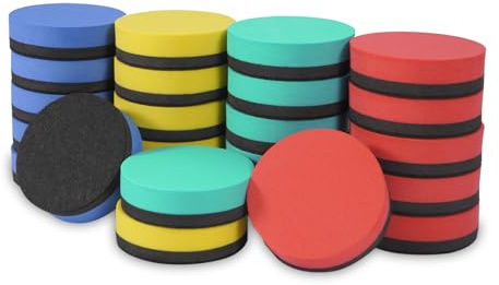 SITHON Whiteboard Schwamm, 24 Stück Magnetisch Whiteboard radierer, Mini-Rund-Whiteboard-Schwämme 5 cm Durchmesser, Whiteboardlöscher Tafelradierer Wischer Schwamm für Klassenzimmer Büro und Zuhause