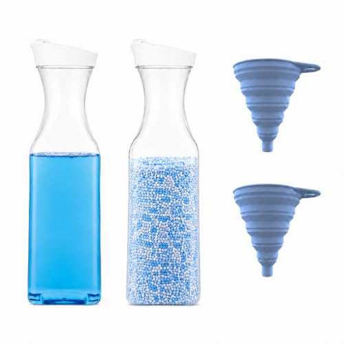 2 PCS Laundry Storage Containers, 1.5L Detergent Dispenser with 2 Funnels | Durable Unbreakable PET Plastic for Detergent Powder, Fabric Softener & Laundry Supplies, Mess-Free & Easy Pour