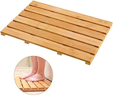 Bath Mat for Luxury Shower - Non-Slip Bamboo Sturdy Water Proof Bathroom Carpet for Indoor or Outdoor Use