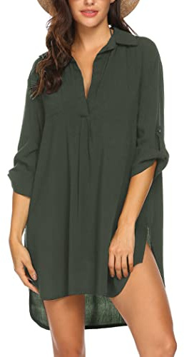UNibelle Copricostume da Bagno Donna Coprire Costumi da Bagno Abito da Spiaggia per Estate Spiaggia Piscina Mare Vacanza Verde Militare XXL