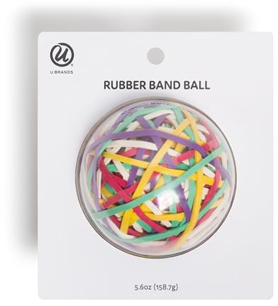 U Brands Ball Of Rubber Bands, 175 Count, Assorted Colors, Office, School, Home Supplies