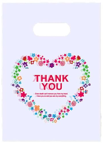 100 st 19,8 cm x 24,8 cm plastpåsar, shoppingväskor, detaljväskor, presentväskor med stansade handtag – vitt tack