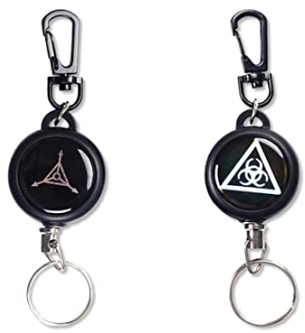 2 Piezas llaveros retráctiles,llaveros retráctiles con Patrón láser, soporte para insignia con mosquetón muy resistente, carrete táctico de identificación con cable retráctil de acero