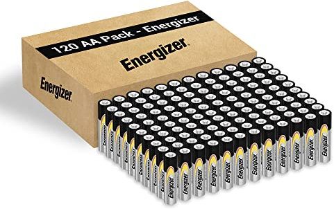 Energizer, Pack de 120 Pilas AA, Pilas alcalinas básicas para Uso Cotidiano, sin sulfataciones y con 7 años de Vida útil