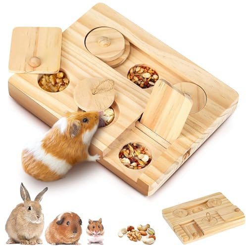 Meerschweinchen Spielzeug,6 In 1 Hamster Holzspielzeug,Hamster Accessory Set,Hamster Kauspielzeug,Kleintiere Kauspielzeug,Kleintierspielzeug zur Futtersuche Geeignet für Kaninchen Hamster Chinchillas