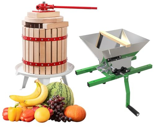 WDDEYYDS Spremifrutta e frantoio da 7 Litri. Spremiagrumi per Frutta, spremiagrumi Manuale, Sidro, Mela, UVA, Bacche, frantoio, per la casa e Il Negozio di Frutta,12LA+7LB