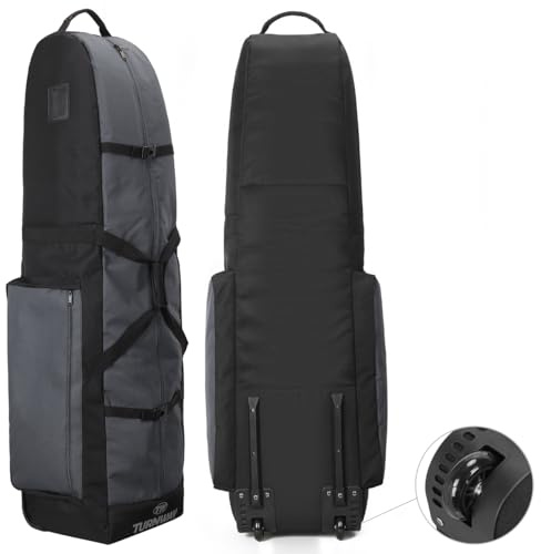 TurnWay Foldable Golf Travel Bag, Heavy Duty 900D Polyester Club Bag Waterproof Carry Bag Travel Case Cart Bag with Wheels, Soft-Sided Spacial Size for Golf GearTransportation (Grey)