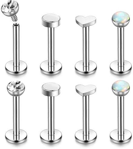 Chriscoco 16G G23 Titan Labret Intern Gewinde Lippenpiercing Tragus Ohrringe Ohr Silber Medusa Knorpel Helix Stud 6MM