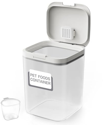 Airtight Dog Food Storage Container 15lb / 11L – Pet Food Storage Bin with Lids, Cat Treat Jar, BPA Free, Dry Boxs, Rice Storage Container for Flour, Cereal & Grain, White
