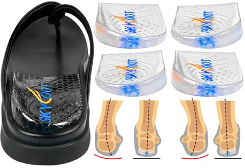 Skyfoot 2 Pairs Heel Wedges for Over Supination & Over Pronation, Re-Usable Adhesive Medial & Lateral Corrective Heel Inserts for Foot Alignment, Bow Legs (Clear, Large: Women 8-11 | Men 7.5-12.5)