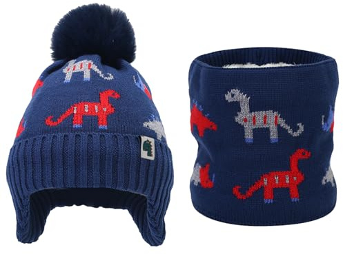 DKDDSSS Conjunto de Gorro de Punto y Bufanda Circular de Invierno para Niños, Sombrero Caliente, 3-7 Años