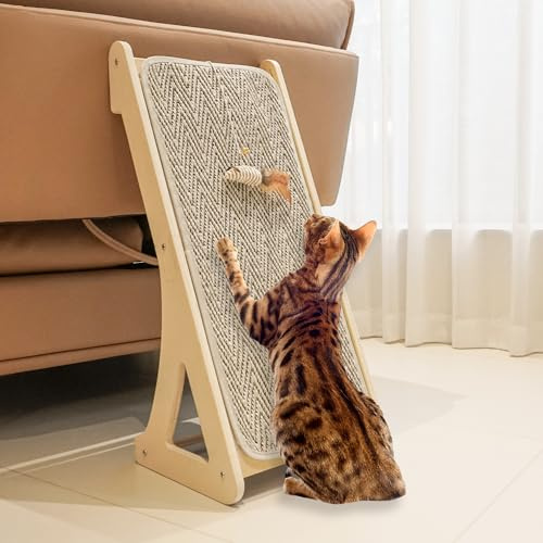 PETKARAY Griffoir pour Chat en Forme de L, Rampe à griffer en sisal en Forme de pour Chats d'intérieur, Protection Murale avec Herbe à Chat