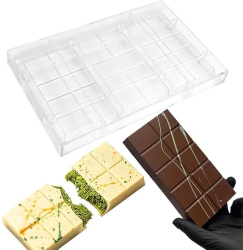 Sbyzm Stampo per cioccolato Dubai, 3 cavità riempite profondamente, stampo per barrette di cioccolato, stampo in policarbonato per cioccolatini, ideale per riempire stampi per cioccolatini al