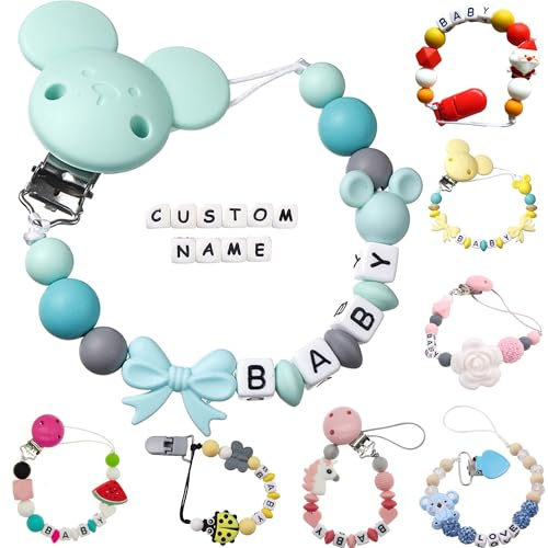 Svyqwmz Bracelets personnalisés en silicone avec chaîne nominative, support pour poussette, cadeau personnalisé
