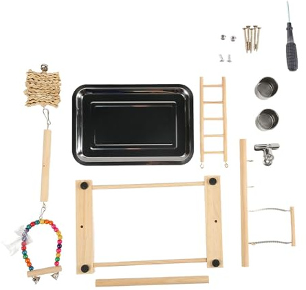 Jxngery Parco Giochi per Uccelli Sicuro a Prova di Morso Allevia la Noia Legno Pappagallo Playstand Stand per Uccelli Pappagalli