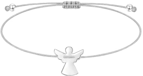 TIHNY Skyddsängel Armband för Dam och Flickor, Grått Justerbart Armband med Ängel-Hänge, Minimalistiska Vardagssmycken Present
