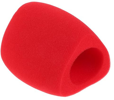 CALLARON Protector de Esponja para Micrófono de Mano, Cubierta Antiviento Triangular Roja, Filtro Antipop Vocal Pequeño para Grabación y Canto en Estudio, Parabrisas de Micrófono Portátil