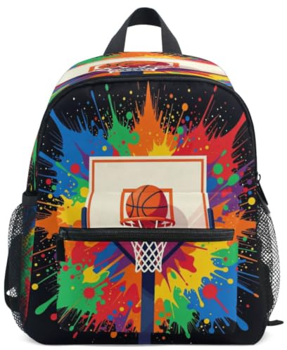 GuoChe ryggsäck för småbarn flickor pojkar barn skolväska S, Basket Graphic, Small, Dagryggsäck | med namnbricka för 3-8 års basketgrafik