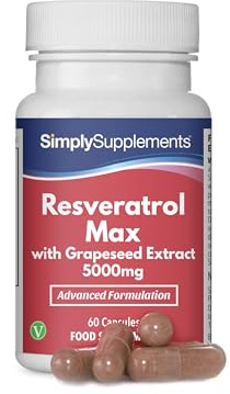 Resveratrol Capsules with Grapeseed Extract & Green Tea | Potent Formula with Vitamin C & Thiamin | Vegan & Vegetarian Friendly | 60 Capsules = 2 Months' Supply | Manufactured in the UK