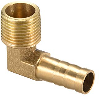 sourcing map Messing Barb Rohr 90 Grad Ellbogen 10mm Stachel x 3/8 PT Stecker Leitung