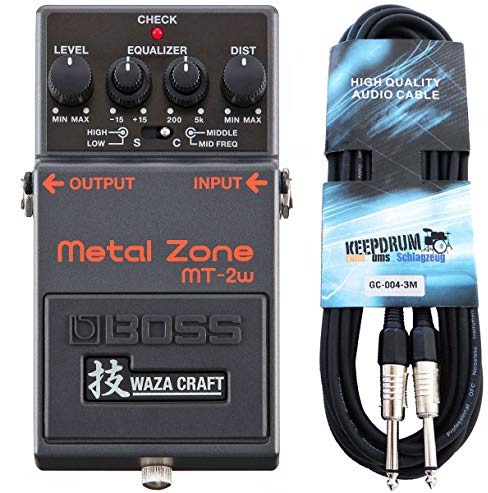 Boss MT-2w Metal Zone Waza Edition distortion Pedal + behållare gitarrkabel 3 m