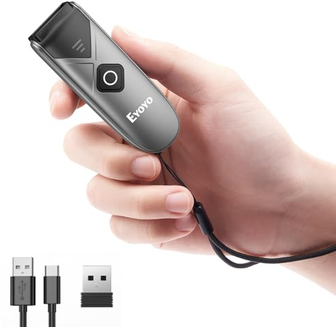 Eyoyo Bluetooth 2D&1D Barcode Scanner, Portable Wireless Mini Barcode Reader with 2.4G Wireless/Bluetooth/USB Wired Connection QR Code Scanner Compatible with Pad, Phone, Android, Tablet PC