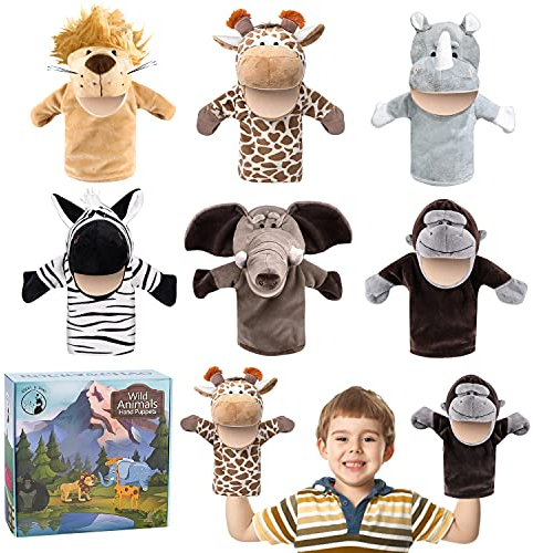 Tier-Handpuppen Farm Wildlife mit beweglichem offenem Mund, Plüsch-Spielzeug, Zoo-Freunde, perfekt zum Geschichtenerzählen, Unterrichten, Vorschule, Rollenspiel (5 Stück Exquisite Verpackt)