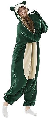 Kitimi Onesie Kostüm Schlafanzug Jumpsuit Erwachsene mit Kapuze, Tier Pyjama Schlafoverall Kleidung Outfit Fleece Sleepwear Overall für Cosplay Verkleidung Karneval Party Halloween Kostüm Damen Herren