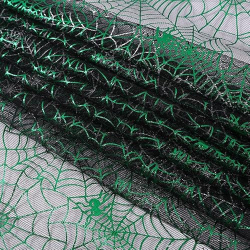 500 x 150cm Spinnennetz Netzstoff zum Nähen,Halloween Hexe Spinnennetz Stoff Netzstoff Dekostoff Kostümstoff zum Nähen Leichter Glanz Glitzer Tüllstoff Für Halloween Kleidung Basteln Party Dekoration