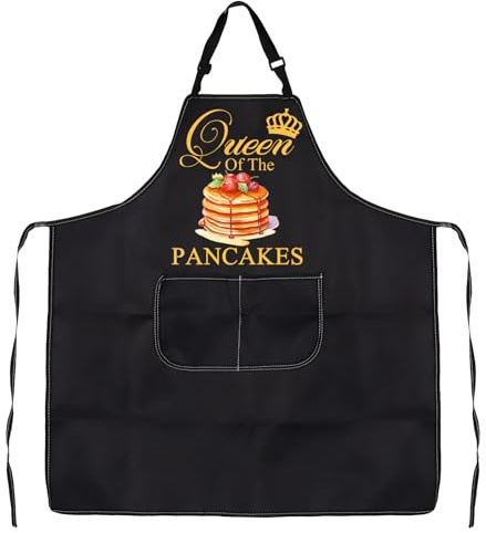 LEVLO Delantal de cocina inspirado en panqueques, diseño de reina de la reina de los panqueques, regalo culinario para estudiantes, regalo de panadería, Delantal para panqueques, Taille unique