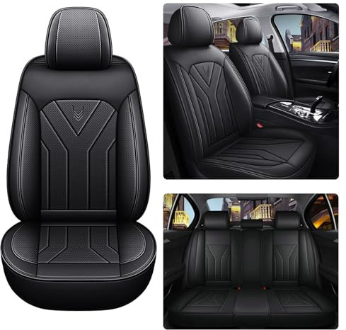 WOOLUCK Autositzbezüge Kompletter Satz 5 Sitzer, Autositzbezüge Leder Universal Set, Porosität Sitzbezüge Vorne und Hinten Sitzschoner, Kompatibel mit Den Meisten Limousinen und SUV