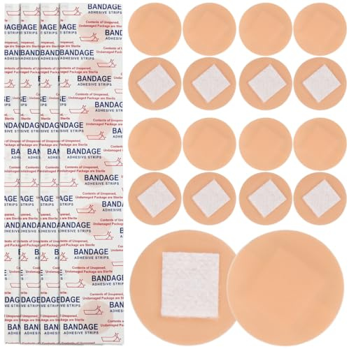 Beavorty Waterproof Adhesive Bandages - 100Pcs Small Skin-Coloured Round Plasters for Care Flexible Ideal As Face Band and Spot Plasters Supplies for Daily