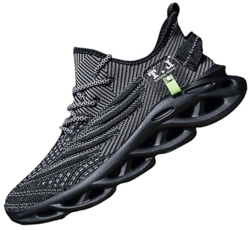 VGPSFN Herren Schuhe Laufschuhe Turnschuhe Sportschuhe Sneaker Freizeit Bequeme Tennis Fitness Fitnessstudio Schuhe Outdoor Leichte Männer Modisch Atmungsaktiv Mesh Schwarz 42