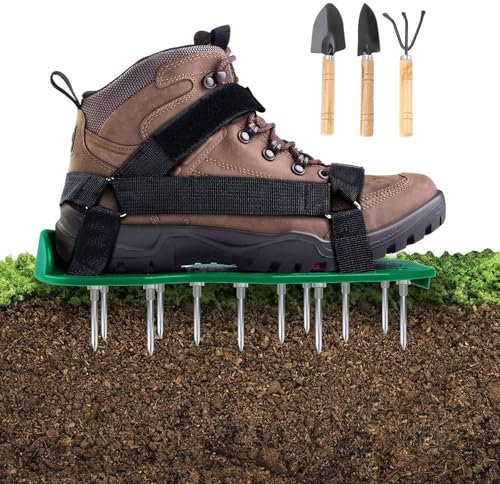 Scarpe Arieggiatrici per Prato, Scarpe Chiodate per Aerazione del Prato con 3 Strumenti per Rimuovere Le Erbacce, Sandali Aeratori Chiodati Resistenti con Fibbia, Scarpe