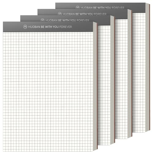 Unikt anteckningsblock A5-rutiga anteckningsblock, 4 stycken skrivblock rutiga A5, 70 ark (140 per block), 80 g/m² premiumpapper, skrivblock, anteckningspapper, kan tas bort för kontor, hushåll,