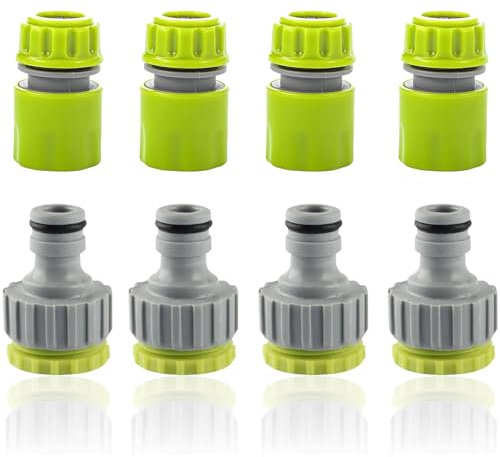 8 Stk Gartenschlauch Anschluss, Schlauchanschluss Wasserhahn, mit 4 Stk 1/2 Zoll 3/4 Zoll 2 In 1 Hahnverbinder, 4 Stk 1/2 Zoll Zwei Wege Kupplung, Wasseranschluss Garten, Gartenschlauch Anschluss Set