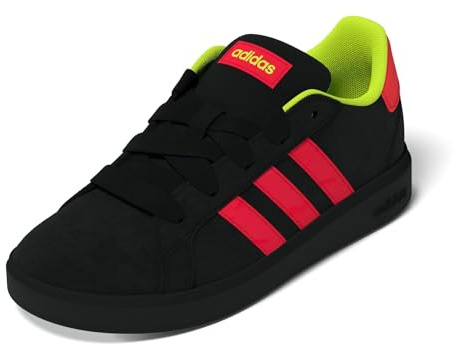 adidas Mixte Enfant Grand Court 00s Shoes Kids, Core Black/Lucid Red/Lucid Lemon, 28 1/2 EU
