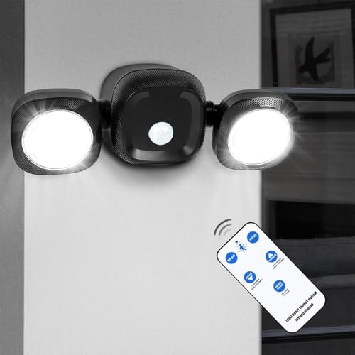 Toowell Battery Security Light with Motion Sensor Battery Powered Motion Light with Remote Control Battery Outdoor Lights Floodlight Wireless Outside Lights Waterproof Garden Light