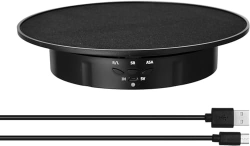 Supporto per espositore panoramico con Piatto Girevole Automatico, Piatto Girevole Elettrico Rotante a 60°, Diametro 20 cm, Portata 8 kg, Supporto per espositore Rotante per Fotografia a 33 velocità