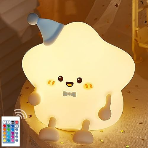 Wixzor Luce Notturna Bambini, Luce Notturna Neonato Ricaricabile 7 Colori 3 Luminosità Silicone Lampada Notturna Per Bambini Lampada Da Comodino Touch Deco Cameretta Bambina Regalo Per Neonati