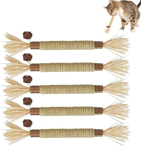 Silvervine Tuggpinnar För 5 Bit Naturliga Tuggpinne Är Bite Resistant | Katt Silvervine Tuggpinnar För Tandrengöring Inomhus Och Utomhus Användning Berikning Och Mot Ledsnad