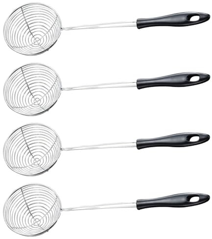 jojofuny Passoire Alimentaire à Fondue Chinoise Petite Taille Acier Inoxydable Résistante Haute Température Cuisine Maison Lot de 4 Cuillères Filtrantes Multifonctions
