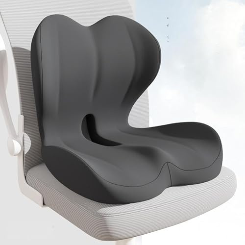 HoldOneLight ortopedisk sittdyna med ryggstöd [sidostöd och komfort] sittdyna för kontorsstol och bil – ergonomisk, sittdyna, svanskoskudde, svart